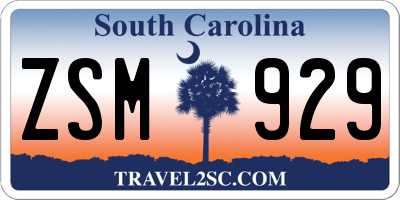 SC license plate ZSM929