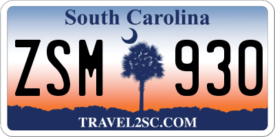 SC license plate ZSM930