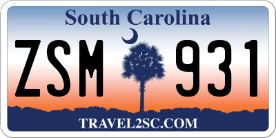 SC license plate ZSM931