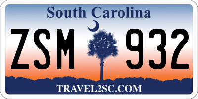 SC license plate ZSM932