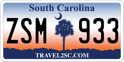 SC license plate ZSM933