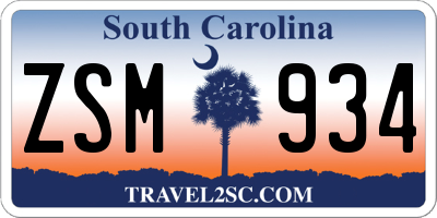 SC license plate ZSM934
