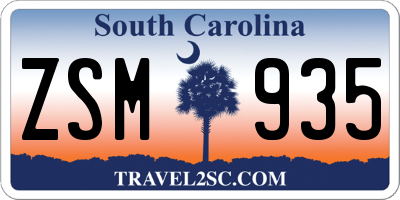 SC license plate ZSM935