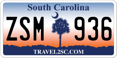 SC license plate ZSM936
