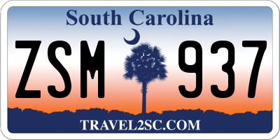 SC license plate ZSM937