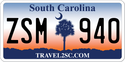 SC license plate ZSM940