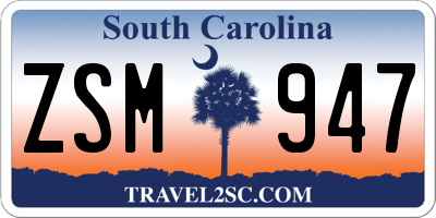 SC license plate ZSM947