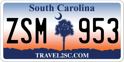 SC license plate ZSM953
