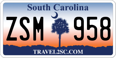 SC license plate ZSM958