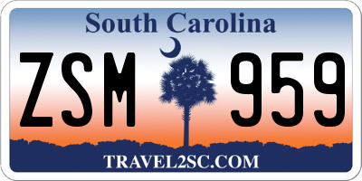 SC license plate ZSM959
