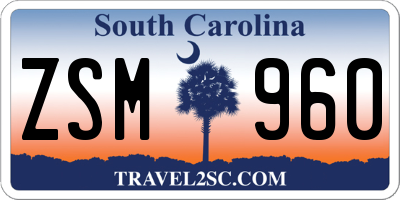 SC license plate ZSM960