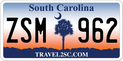 SC license plate ZSM962