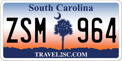 SC license plate ZSM964