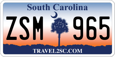 SC license plate ZSM965