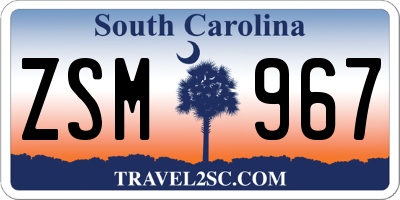 SC license plate ZSM967