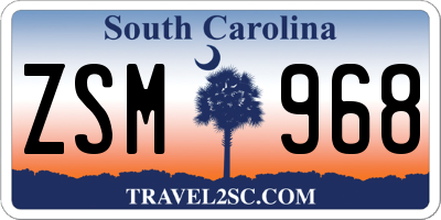 SC license plate ZSM968