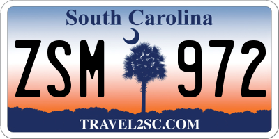 SC license plate ZSM972