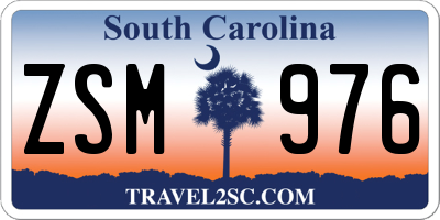 SC license plate ZSM976