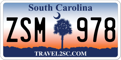 SC license plate ZSM978