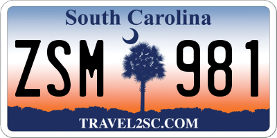 SC license plate ZSM981