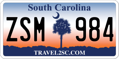 SC license plate ZSM984