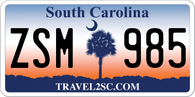 SC license plate ZSM985
