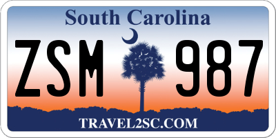 SC license plate ZSM987