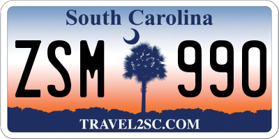 SC license plate ZSM990