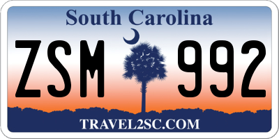 SC license plate ZSM992
