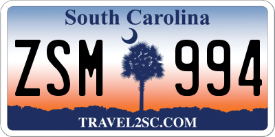 SC license plate ZSM994