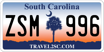 SC license plate ZSM996
