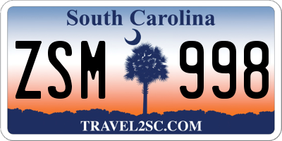 SC license plate ZSM998