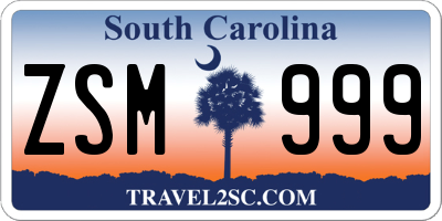 SC license plate ZSM999