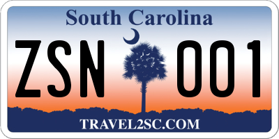 SC license plate ZSN001
