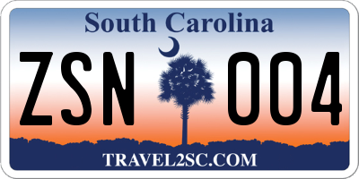 SC license plate ZSN004