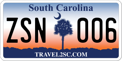 SC license plate ZSN006