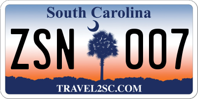 SC license plate ZSN007