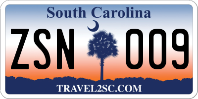 SC license plate ZSN009