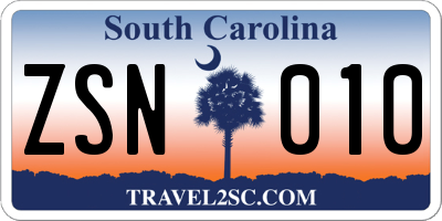 SC license plate ZSN010