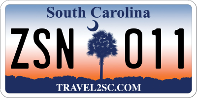 SC license plate ZSN011