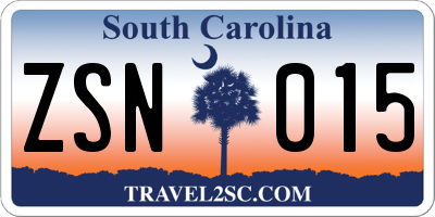 SC license plate ZSN015