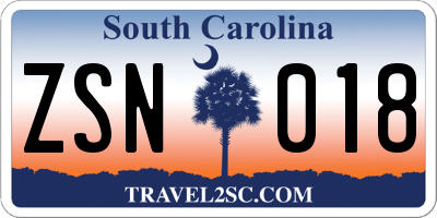 SC license plate ZSN018