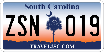 SC license plate ZSN019