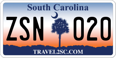SC license plate ZSN020