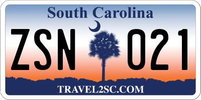 SC license plate ZSN021