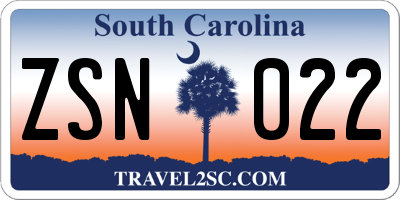 SC license plate ZSN022