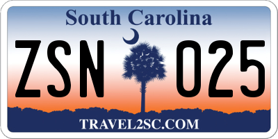 SC license plate ZSN025