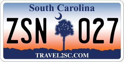 SC license plate ZSN027