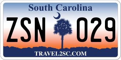SC license plate ZSN029