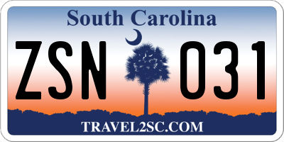SC license plate ZSN031